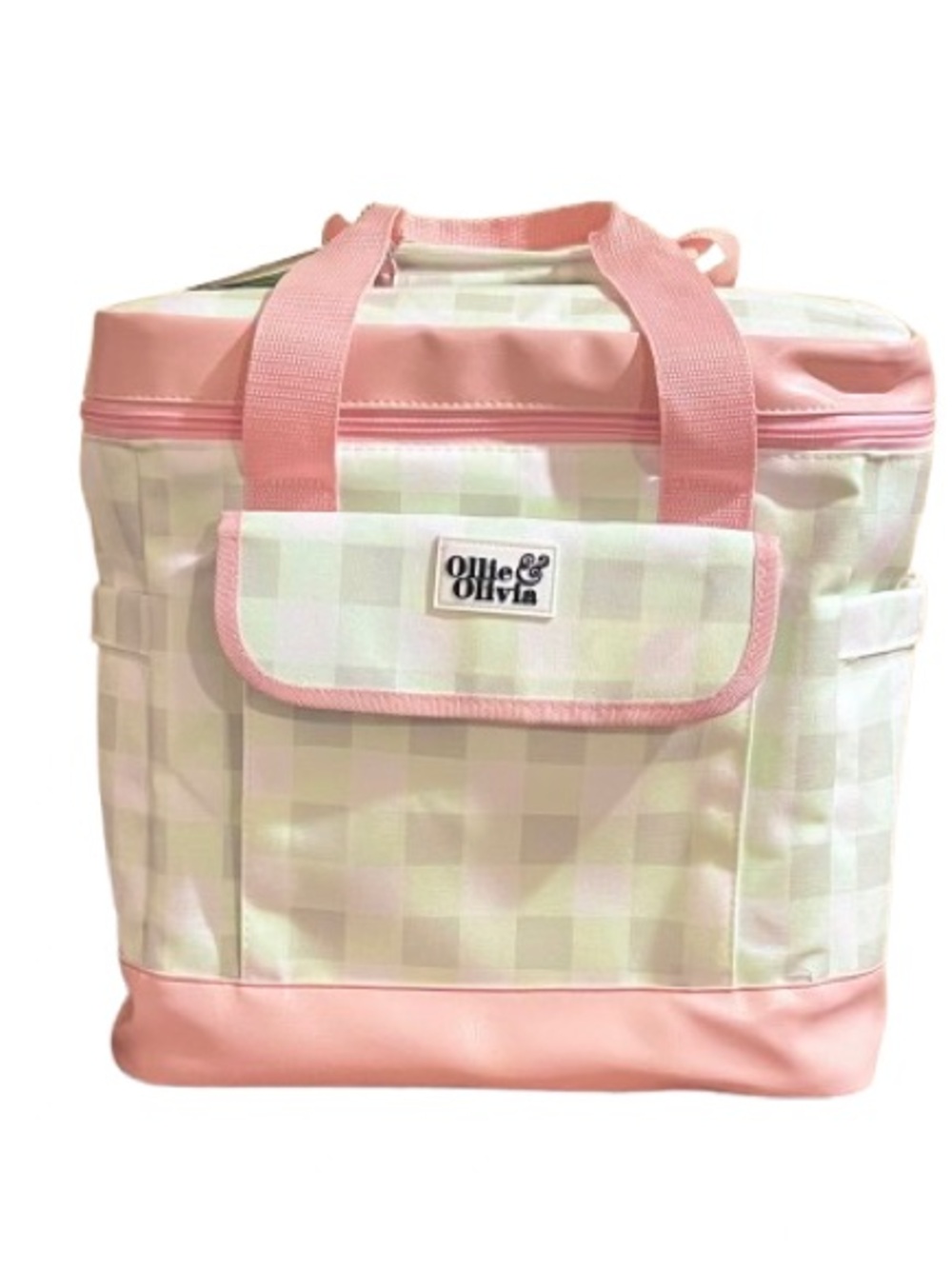 🆕- Ollie & Olivia Insulated Green/Pink Gingham Check Soft Cooler.